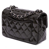 Chanel Black Mini Striped Patent Leather Flap Bag - Cloud Treadblack leather bagChanel accessories